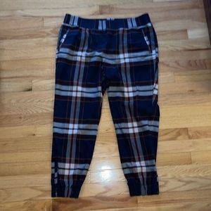 LOFT Plaid Ankle Pull-On Pants